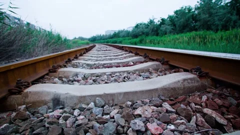 Close-up of the railroad railway Vídeo Stock 257876438
