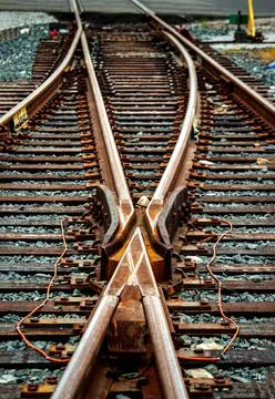 Close-up of Railroad Track Switch Stock Photos