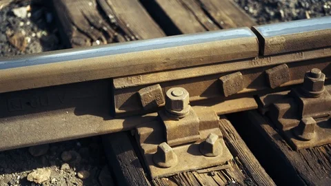 Close-up of the railway tracks complex junction Video stock 94112920