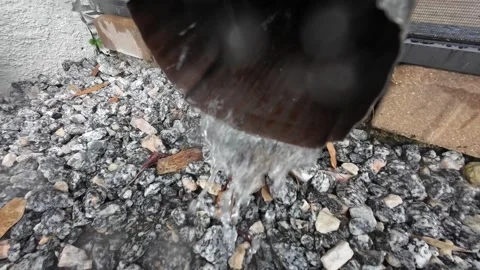 Close Up Rain Drainage Gutter With Rainwater Pouring Out, 4K Video stock 248257878