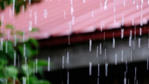 Close-up of rain dripping from the eaves Stock Footage 171378575