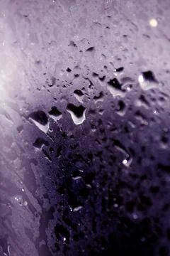 Close Up of Rain Drop Bubble Water on Glass Metal Background with Condensatio Stock Photos