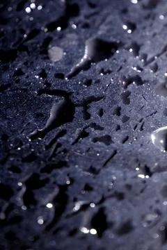 Close Up of Rain Drop Bubble Water on Glass Metal Background with Condensatio Foto stock