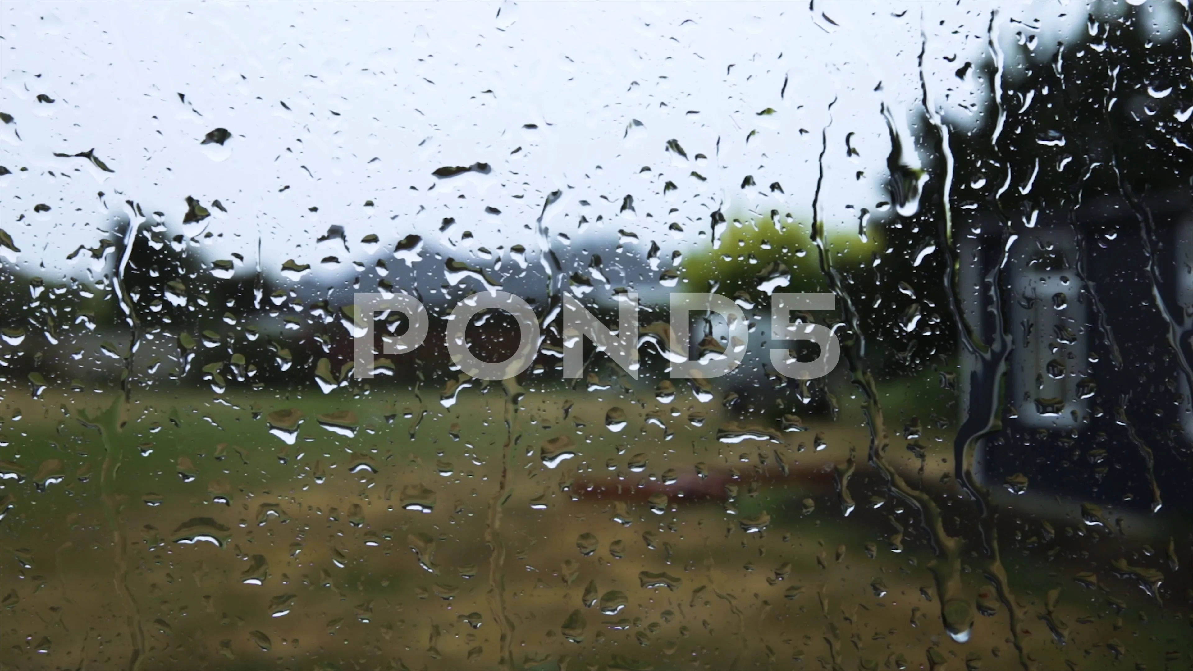 Close Up Rain Drops On Glass Window Win Stock Video Pond5