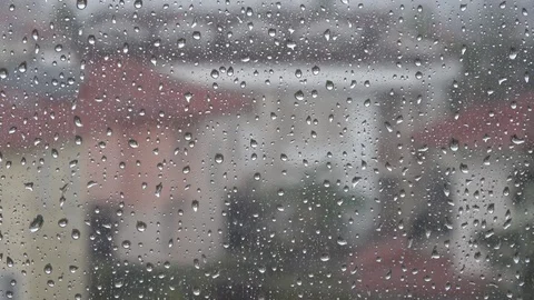 Close up rain drops on the window Stock Footage 100314217