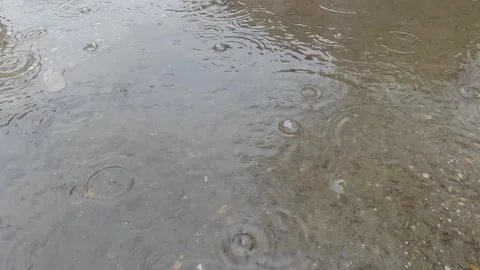 Close-up of rain falling on the sidewalk Stock Footage 331852225