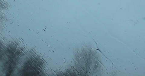 Close Up. Rain On The Glass Stock Footage 124610813
