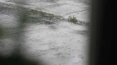 Close up rain hitting pavement Stock Footage 243399158