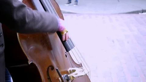 Close up of Rainbow Gloved Cello Player Playing 2 動画素材 83147369
