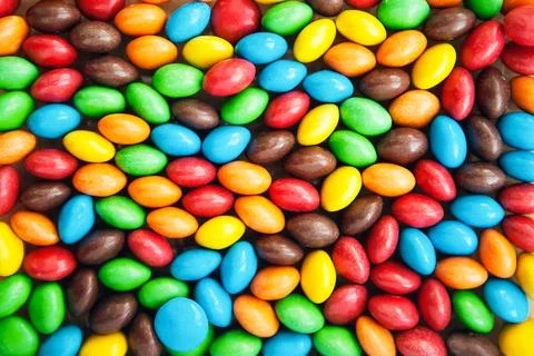 Close up of rainbow multicolored candy, sugar coated candies. Candy delicious Stock Photos