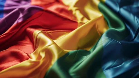 Close-up rainbow pride flag waving gracefully Stock Footage 317017202