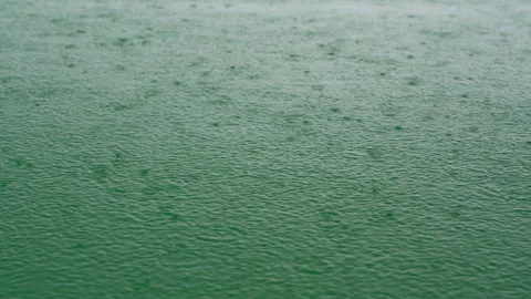 Close up of Raindrops Creating Ripples on Pool Surface Video stock 347985057