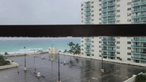 Close up raindrops on window with shallow depth of field abstract rainy texture Stock Footage 331347356
