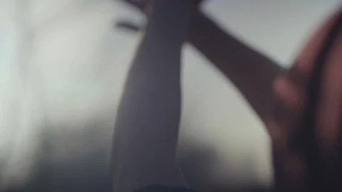 Close up of raised hand in a sky. Stock Footage 129255208