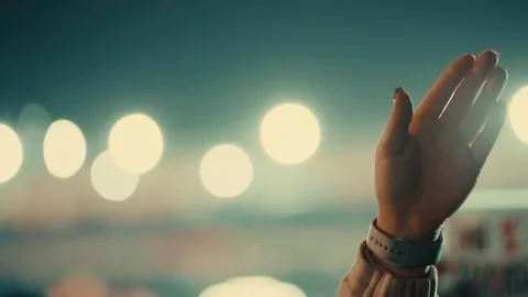 Close-up of a raised human hand Foto stock