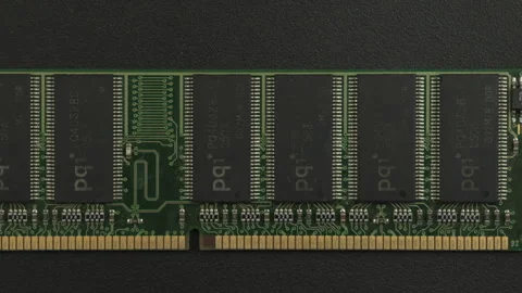 Close-Up of RAM Memory Module on Dark Background Stock Footage 336543240