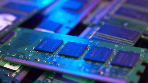 Close Up of RAM Memory Modules, Computer Hardware Stock Footage 327539950