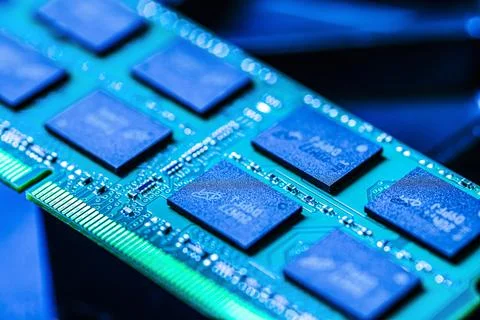 Close-up of ram memory modules on computer motherboard Stock Photos