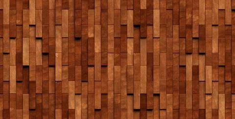 Close up of randomly offset vertically arranged wooden short oblong rectang.. Illustrazione stock