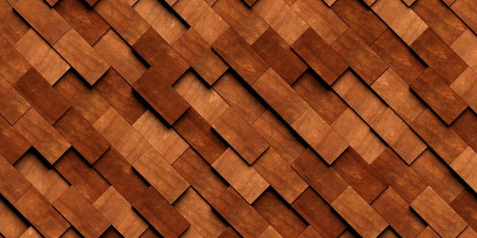 Close up of randomly shifted offset diagonal wooden rectangle blocks surfac.. Stockillustratie