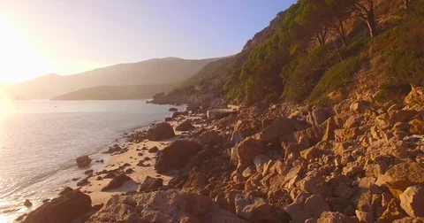 Close range travelling of beach rocks Stock Footage 82707155