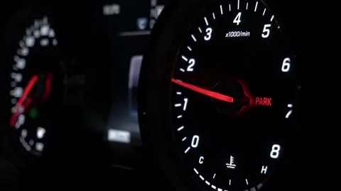 Close-up. rapidly moving red arrow on the speedometer Stock Footage 230519928