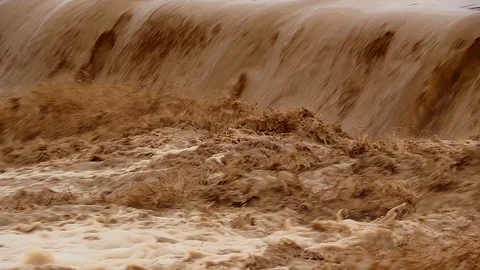 Close up of rapids of a swollen river in Morocco Stock Footage 126213482