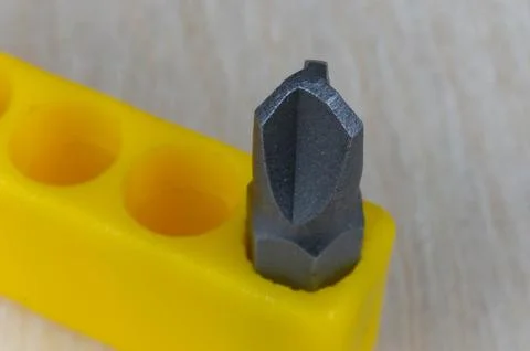 Close-up of a rare 3-blade type screwdriver bit Stock Photos