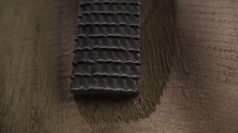 Close-Up of a Rasp File on Wooden Surface Stock Footage 290770965