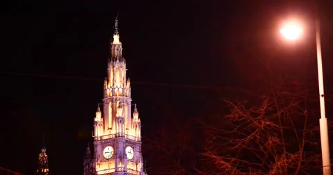 Close Up of the Rathaus Vienna Stock Footage 135589633