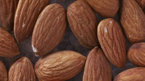 Close-up of raw almonds Stock Footage 127786651