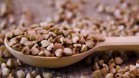 Close-Up of Raw Buckwheat Grains Texture Stock Footage 339111285