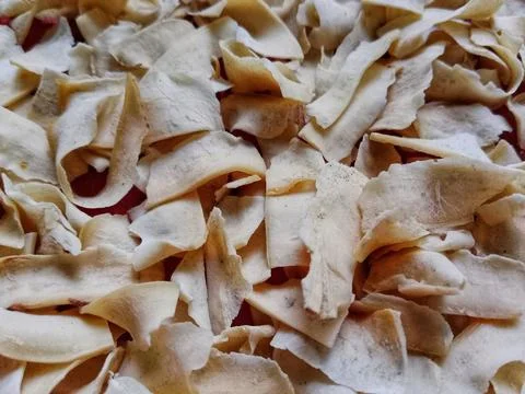 Close Up of Raw Cassava Crackers or Kerupuk Singkong Stock Photos