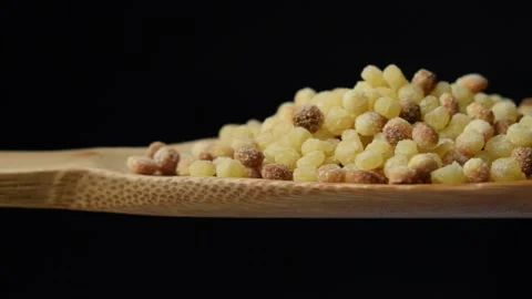 Close up on raw fregola. Stock Footage 145885974