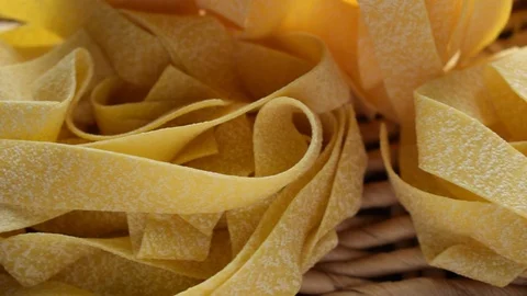 Close up of raw Pappardelle Stock Footage 122552472