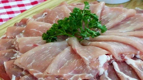 Close up raw pork meat Stock Footage 83052180