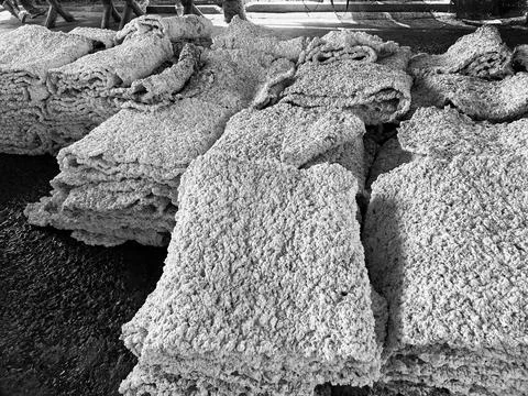 Close Up Raw Rubber Sheet After Rolling Process in Latex Industry Plantation. Stock-Fotos