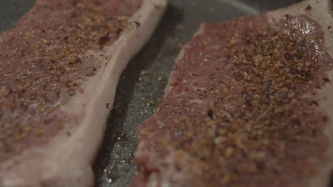 Close up of a raw steak. 库存影片 127475702