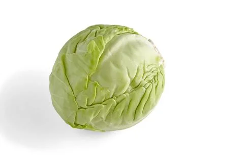 Close up of raw white cabbage isolated on a white background Stock Photos