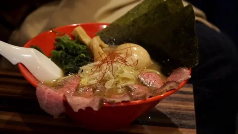 Close up ready to eat ramen Stock Footage 238503455