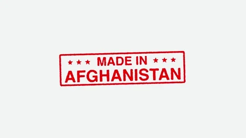 Close Up Real Hand Stamping Made In Afghanistan Stamp on White Background Stock Footage 246657062