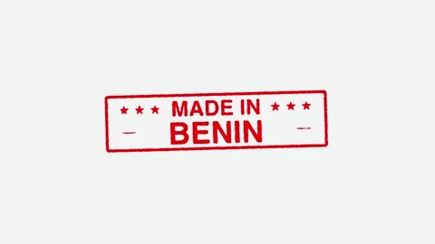 Close Up Real Hand Stamping Made In Benin Stamp on White Background Stock Footage 246658648