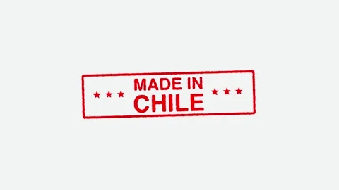Close Up Real Hand Stamping Made In Chile Stamp on White Background Stock Footage 246659346