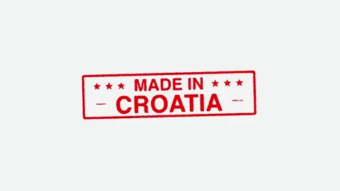 Close Up Real Hand Stamping Made In Croatia Stamp on White Background Stock Footage 246660014
