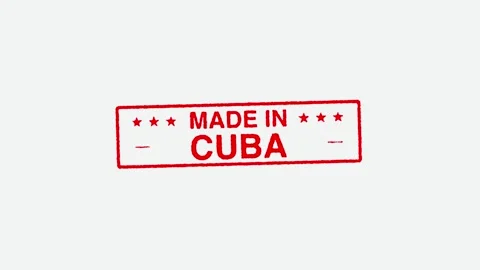Close Up Real Hand Stamping Made In Cuba Stamp on White Background Stock Footage 246660041