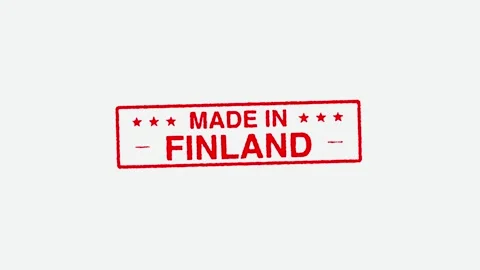 Close Up Real Hand Stamping Made In Finland Stamp on White Background Stock Footage 246661180
