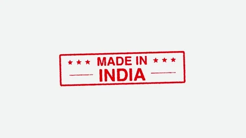 Close Up Real Hand Stamping Made In India Stamp on White Background Stock Footage 246662756