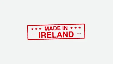 Close Up Real Hand Stamping Made In Ireland Stamp on White Background Stock Footage 246662951