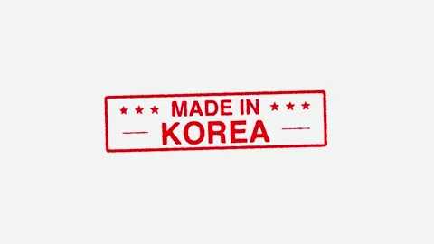 Close Up Real Hand Stamping Made In Korea Stamp on White Background Stock Footage 246663617