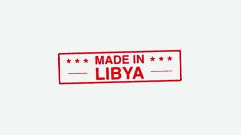 Close Up Real Hand Stamping Made in Libya Stamp on White Background Stock Footage 246664299